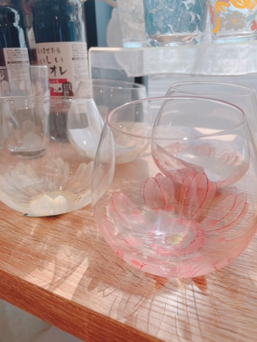 グラス／ガラス／ガラス食器／涼／食卓／夏の食卓／お洒落／涼しい／冷たい飲み物／お酒／ソフトドリンク／お茶／津山／岡山／雑貨屋／津山のお出かけスポット／津山市／岡山県お出かけスポット