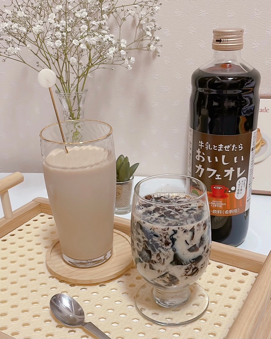 牛乳とまぜたらおいしいカフェオレ／加糖／カフェオレ／おうちカフェ／簡単レシピ／簡単／本格／コーヒー乃川島／本格の味わい／コーヒー／おいしい／コーヒーゼリー／夏のスイーツ／アレンジ／おすすめ／スタッフおすすめ／津山／岡山／雑貨屋