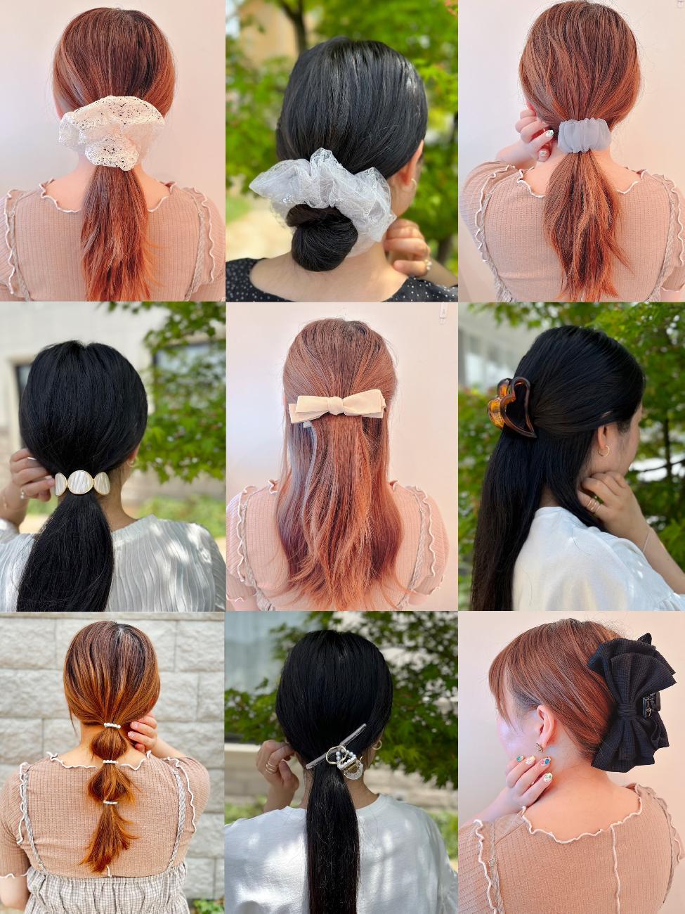 ヘアアクセサリー／ヘアアレンジ／アクセサリー／シュシュ／バレッタ／バナナクリップ／ピン／リボン／ヘアゴム／大人可愛い／ラフヘア／まとめ髪／おしゃれ／夏のヘアスタイル／夏ヘア／夏のお出かけヘア／津山／岡山／雑貨屋