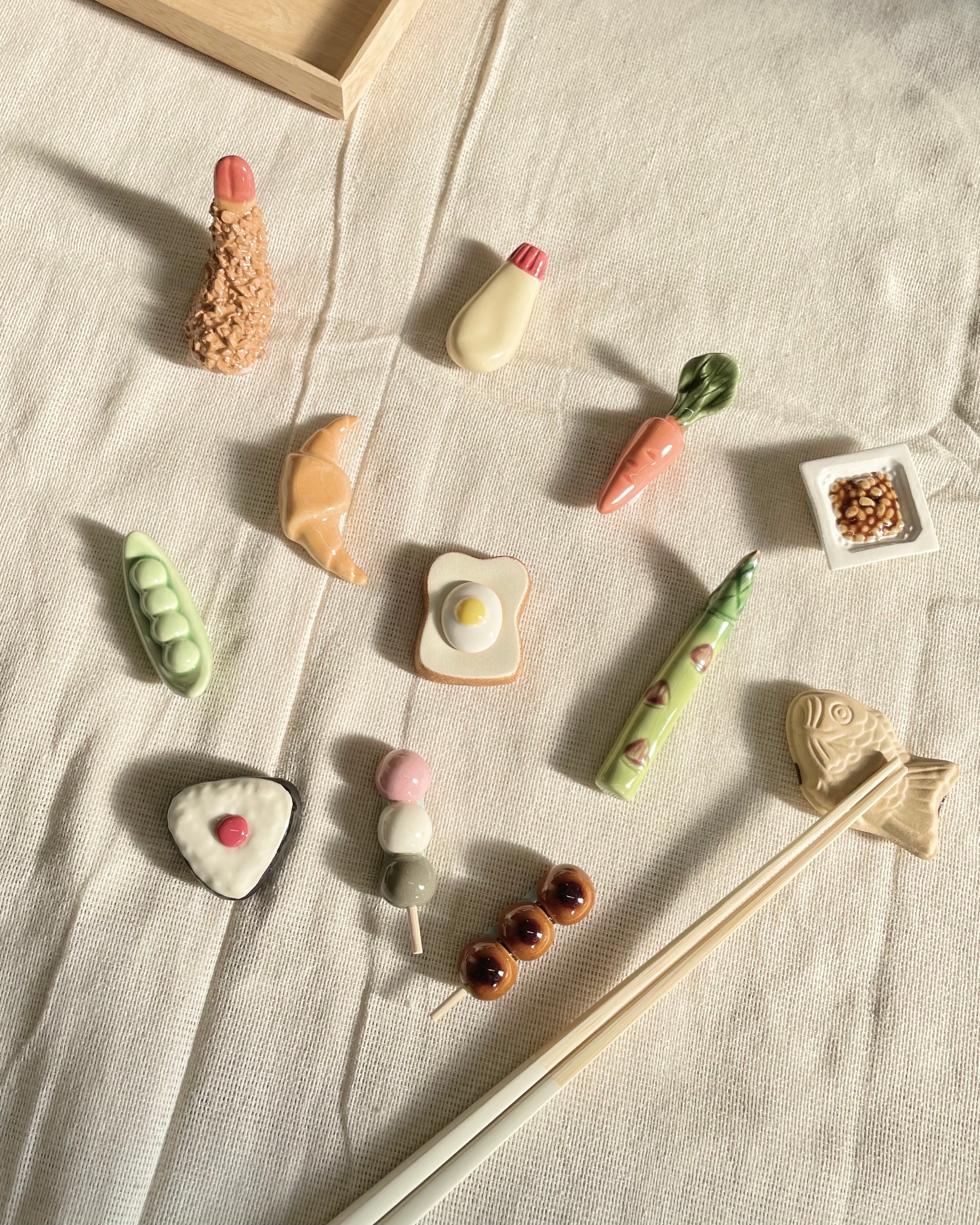 箸置き／カトラリーレスト／食べ物／食卓／ユニーク／可愛い／面白い／野菜／パン／マヨネーズ／津山／岡山／雑貨屋