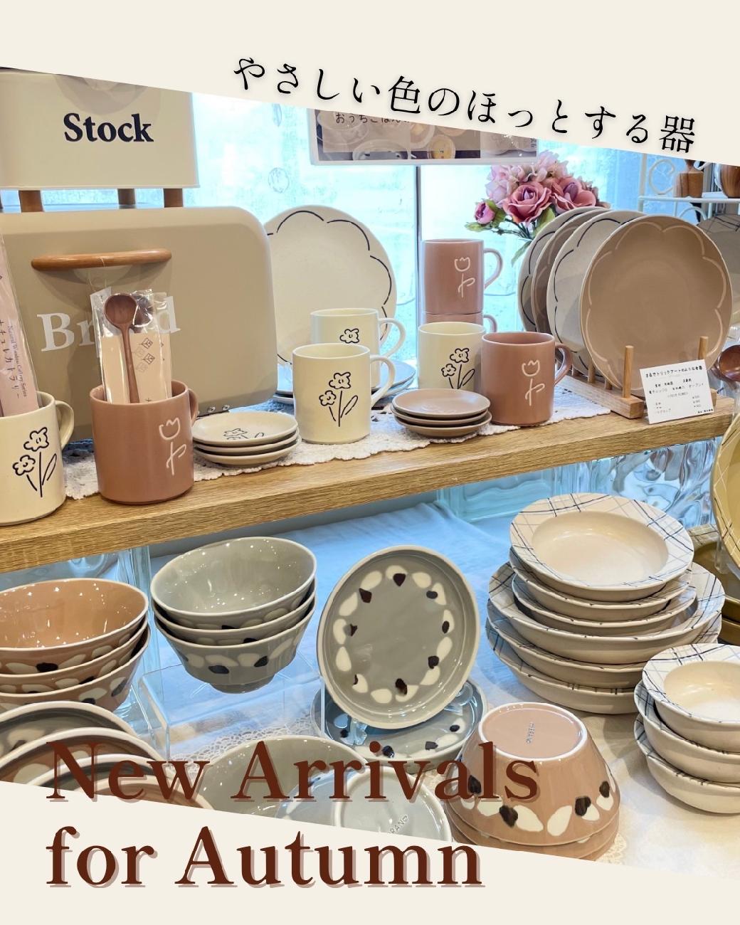 秋／秋の新商品／新入荷／秋冬／美濃焼／ほっこり／ニュアンスカラー／くすみカラー／使いやすい／おしゃれ／チェック柄／スープ／ボウル／プレート／茶碗／秋の食卓／優しい色／津山／岡山／雑貨屋