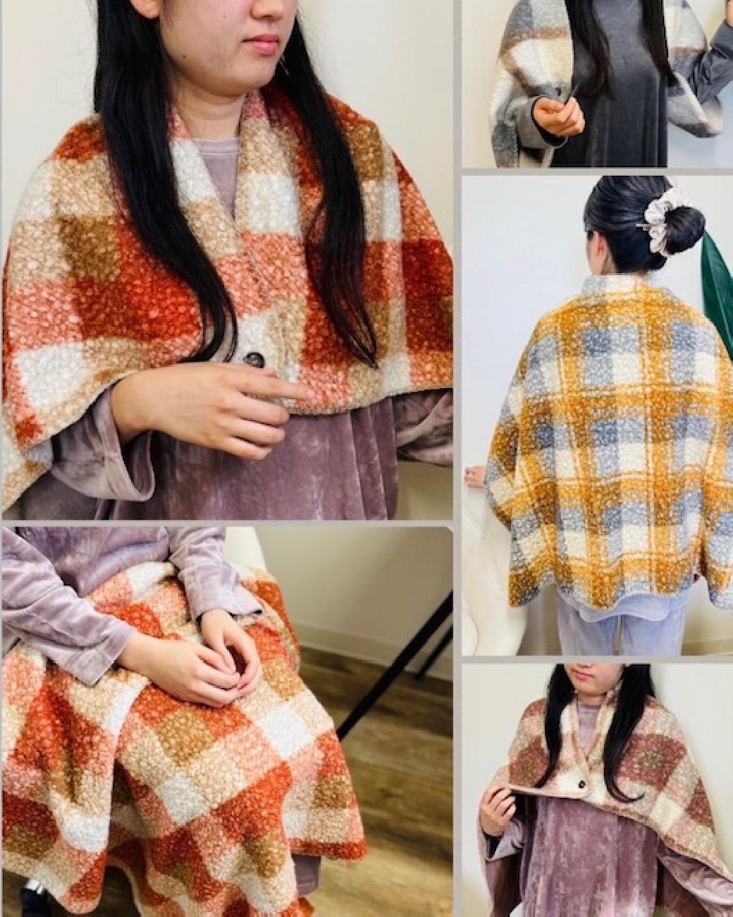 チェック／防寒／秋冬／大人可愛い／お洒落／使いやすい／3WAY／ブランケット／ルームシューズ／ルームスリッパ／おうち時間／あたたかい／カルム／ダイカイ／津山／岡山／雑貨屋