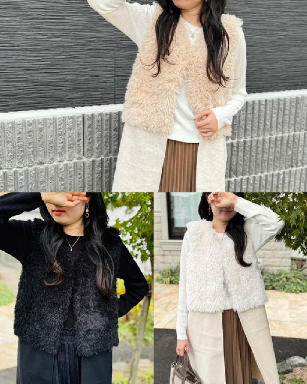 ニット／リボン／ハート／大人可愛い／ベスト／ロングベスト／ファー／お洒落／お出かけ／トレンド／流行／津山／岡山／雑貨屋