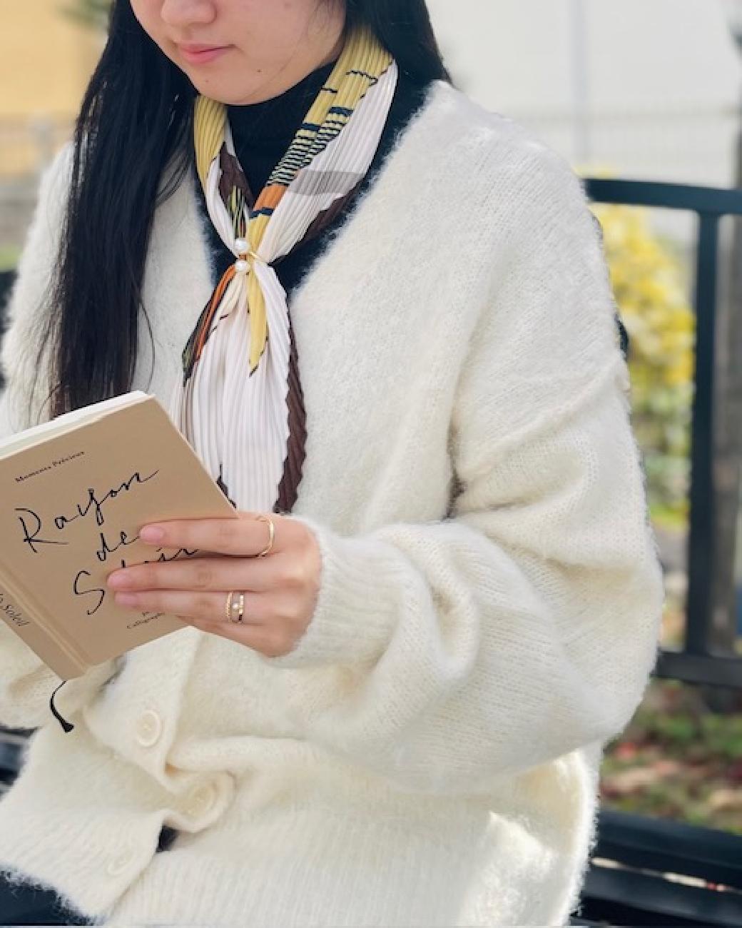 マフラー／ティペット／防寒／寒さ対策／首元のおしゃれ／ファー／ニット／チェック／秋冬／あたたかい／大人可愛い／コーデのポイント／津山／岡山／雑貨屋