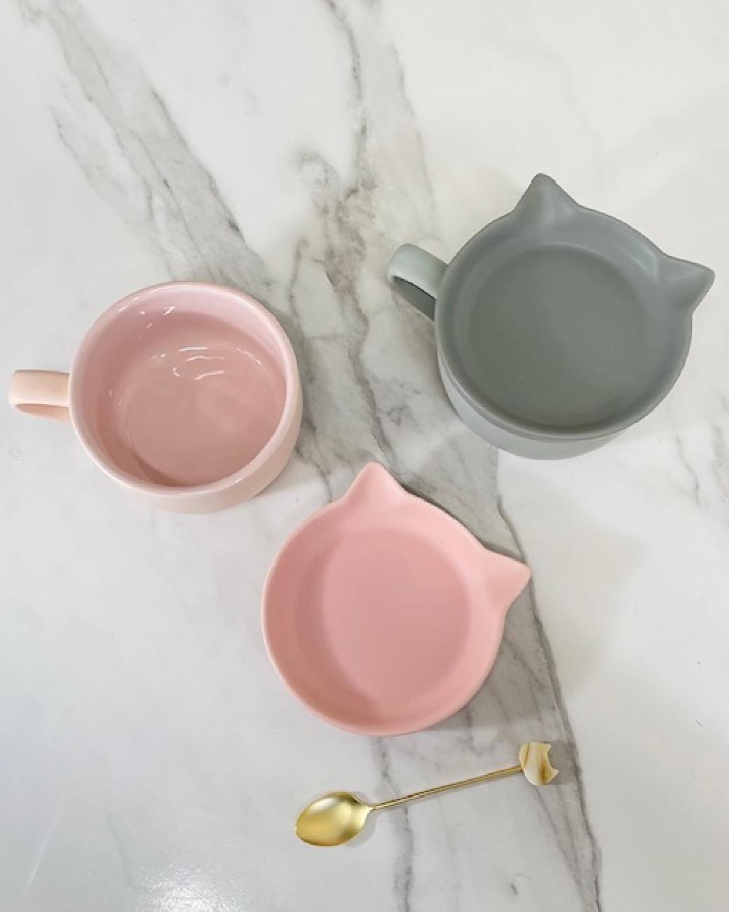 マグカップ／ポケトル／お洒落／可愛い／猫／ガラス／耐熱／スープ／コーヒー／紅茶／小皿／食器／津山／岡山／雑貨屋