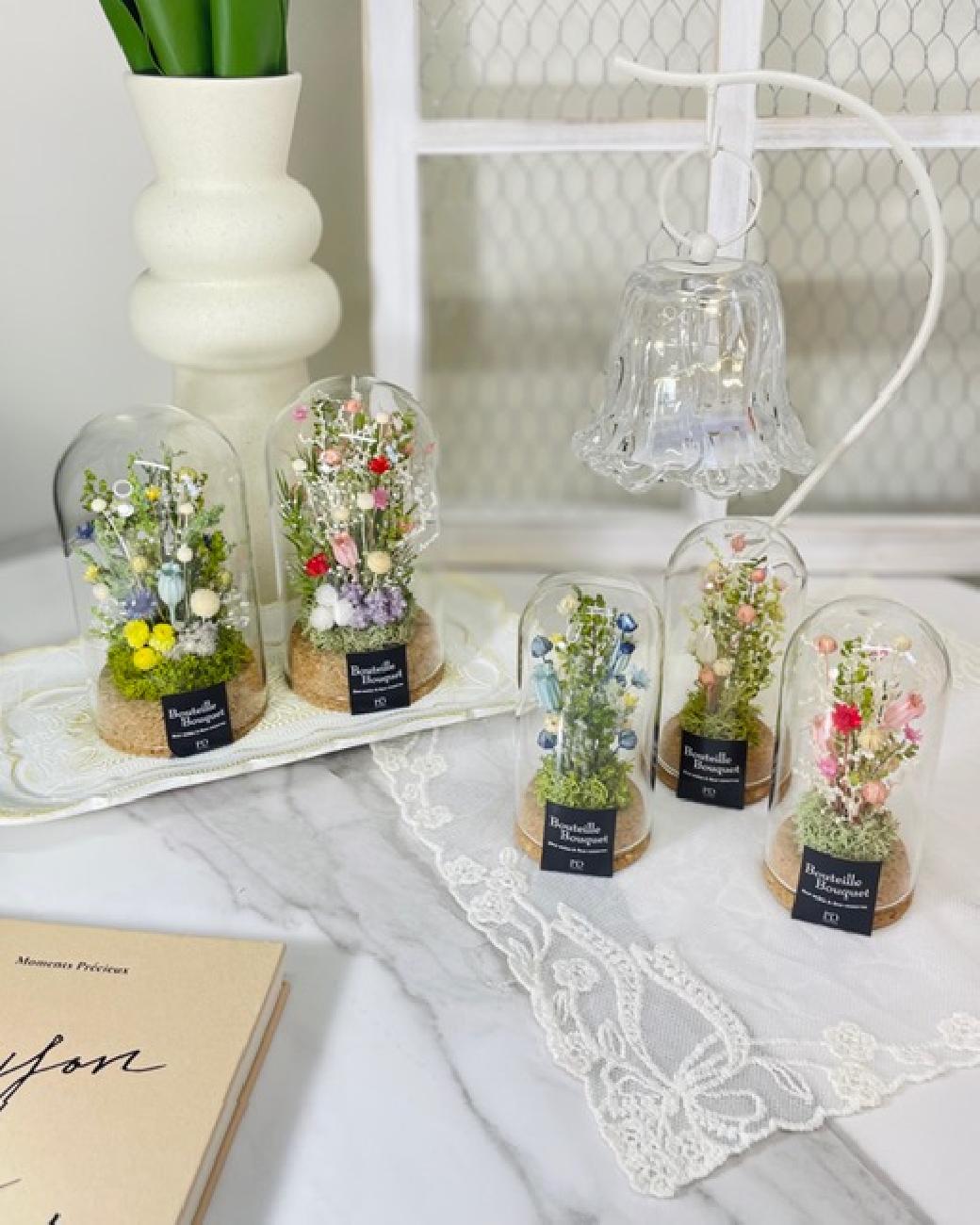 コルクドーム／置物／置き飾り／オブジェ／花／ドライフラワー／お世話不要／おしゃれ／プレゼント／贈り物／母の日／花好きの方へ／津山／岡山／雑貨屋