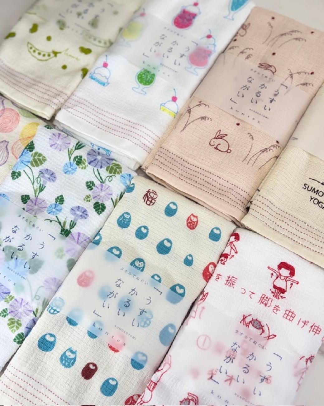 てぬぐい／手拭い／タオル手ぬぐい／コンテックス／柄が豊富／男女問わない／便利／おすすめ／贈り物／ボディタオル／洗顔／汗拭き／食器拭き／キッチンクロス／ヘアターバン／津山／岡山／雑貨屋