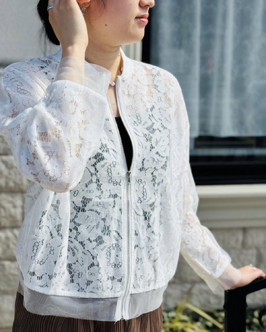 アウター／羽織り／上着／春アウター／ブルゾン／ジャケット／シアー／レース／デニム／30代ファッション／40代ファッション／50代ファッション／60代ファッション／大人可愛い／津山／岡山／雑貨屋