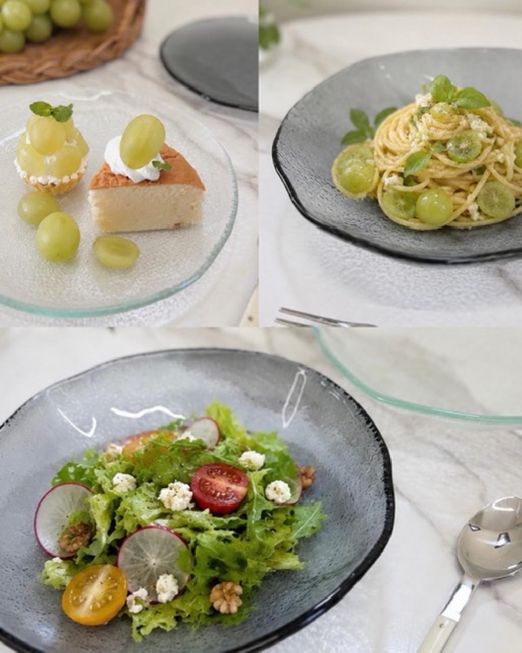 ガラス食器／食卓／夏／さわやか／涼やか／フルーツモチーフ／無地／大人可愛い／高見え／料理が映える／SNS映え／津山／岡山／雑貨屋